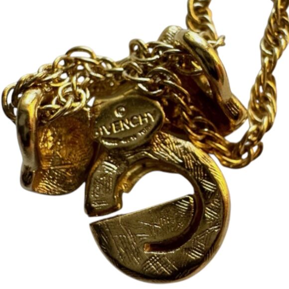 Givenchy Gold-Tone Bow Pendant Necklace with Crystal Charm Designer Jewelry - Picture 4 of 5